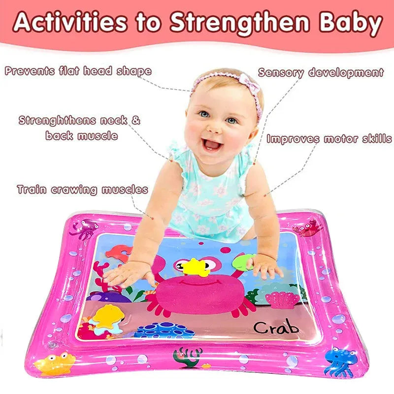 Inflatable Tummy Time Mat, Premium Baby Water Play Mat for Infants and Toddlers for 3 to 24 Months, Strengthen Your Baby's Muscles