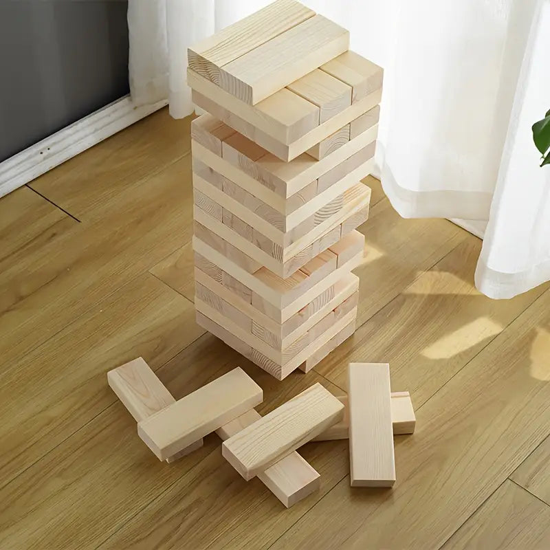 54pcs Stacking Game, Skill Tower for the Whole Family - Balance & Wobble Challenge, 54pcs Block Games Set (Adults)