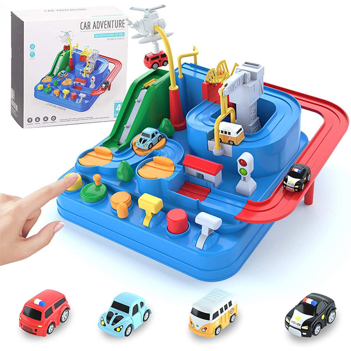 Car Adventure Toy, Race Tracks For Boys Car Adventure Toys for 3+ Year Old Boys Girls, City Rescue Preschool Educational Toy Vehicle Puzzle Car Track Playsets for Toddlers