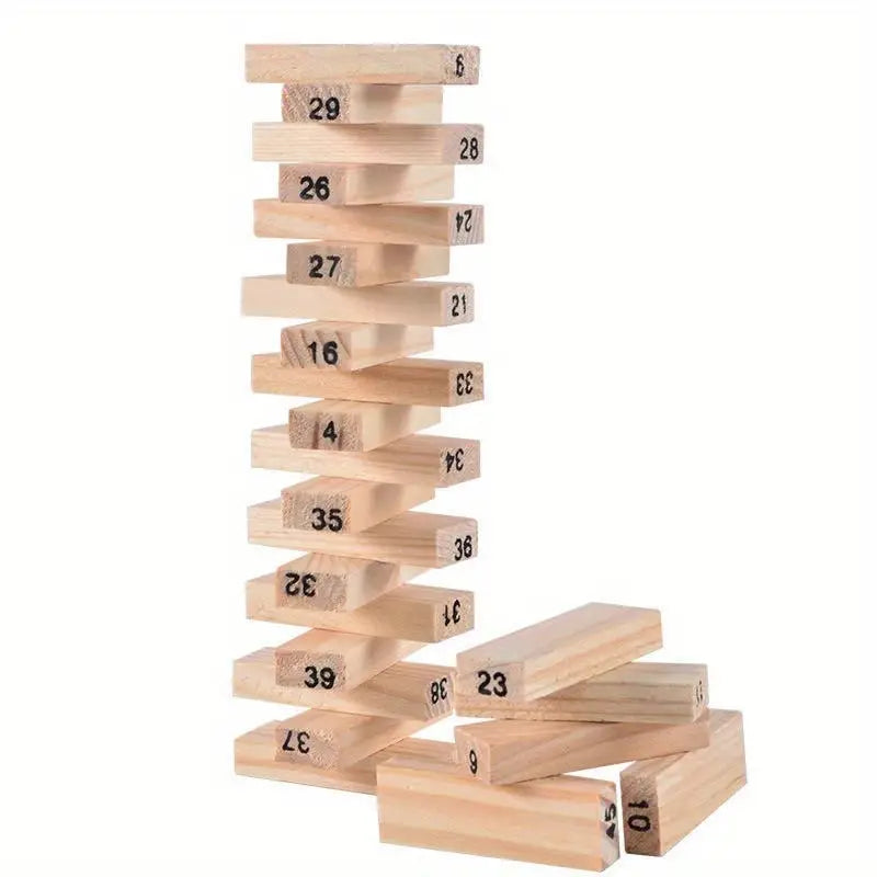 54pcs Stacking Game, Skill Tower for the Whole Family - Balance & Wobble Challenge, 54pcs Block Games Set (Adults)