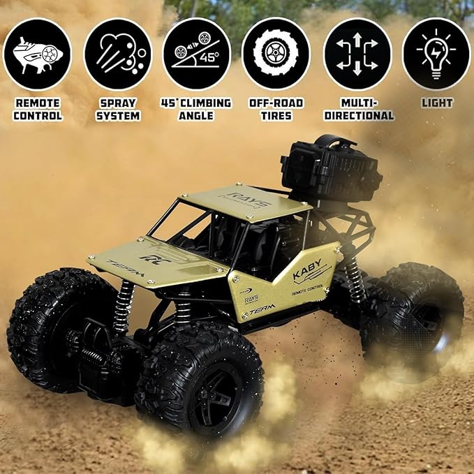 Monster Truck Remote Control Car for Kids Rock Crawler, 5 Function 1:18 Rc Car Toys for Boys 2Wd Offroad High Speed Remote Car Toys for Kids 5 Years 12 - Black