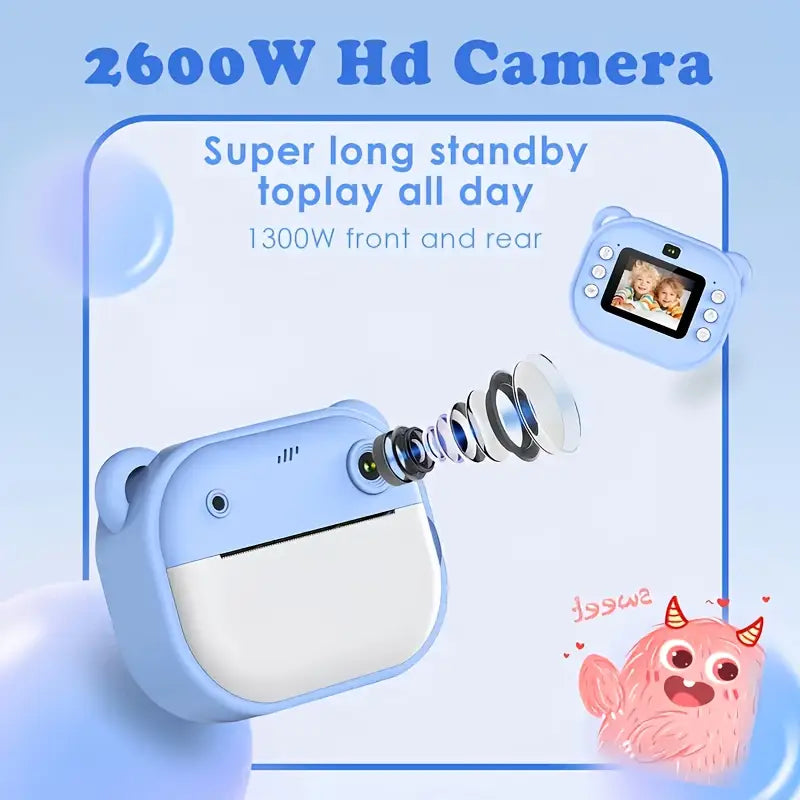 Instant Printing Cameras for Kids, Thermal Printing Cameras, Instant Photo Printers with Video Capabilities, Allowing Drawing
