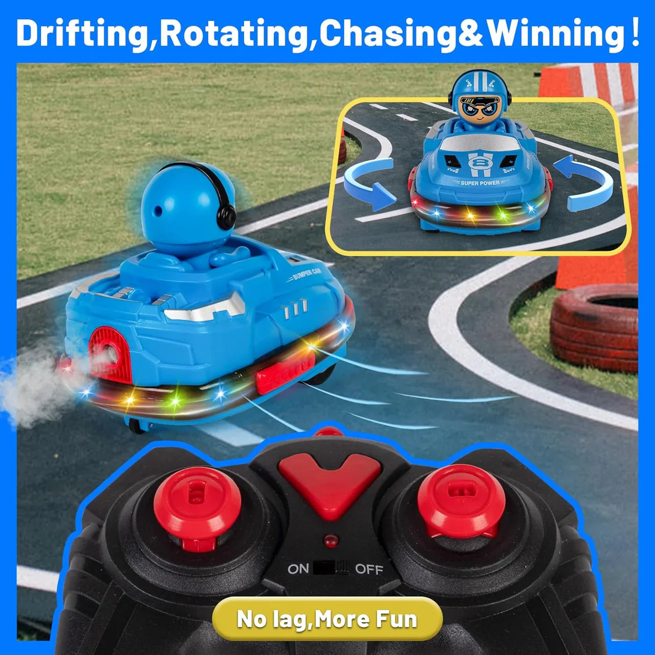 Deluxe 2-Piece Mini RC Bumper Car Set with Precision Remote Control