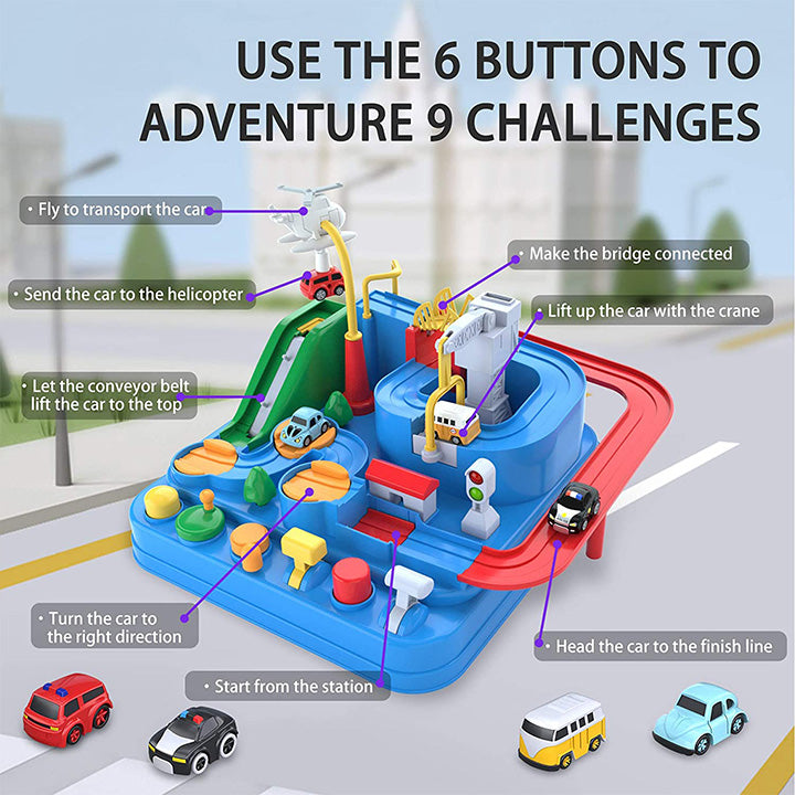 Car Adventure Toy, Race Tracks For Boys Car Adventure Toys for 3+ Year Old Boys Girls, City Rescue Preschool Educational Toy Vehicle Puzzle Car Track Playsets for Toddlers