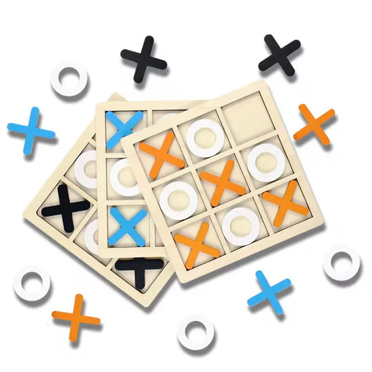 Wooden Tic-Tac-Toe Board Game – Classic XO Table Game Toy