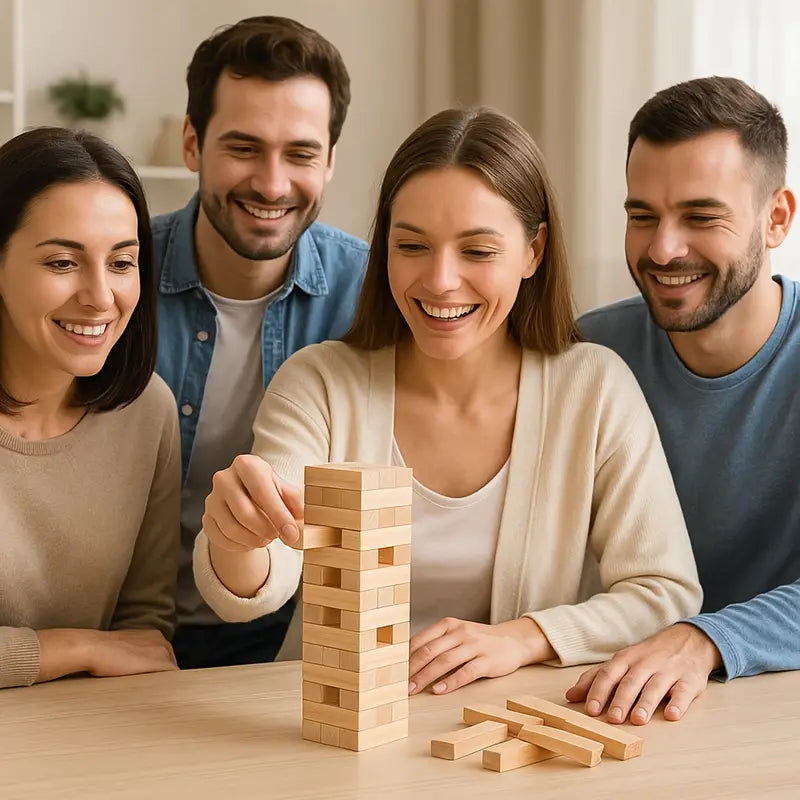 54pcs Stacking Game, Skill Tower for the Whole Family - Balance & Wobble Challenge, 54pcs Block Games Set (Adults)